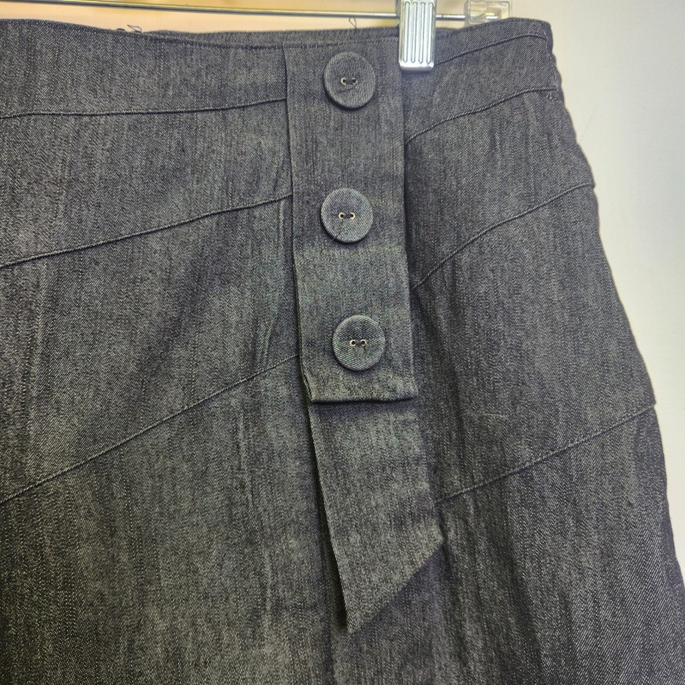 Vtg Sandro Sportswear Women's Denim Midi Skirt Sz 12 Dark Wash A-Line Buttons - Picture 4 of 10
